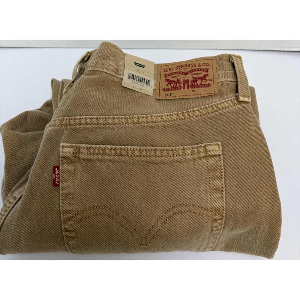 Levi's NWT 501 Original Fit Unbasic Khaki High Rise Jean 31x30 Beige MSRP $79.50